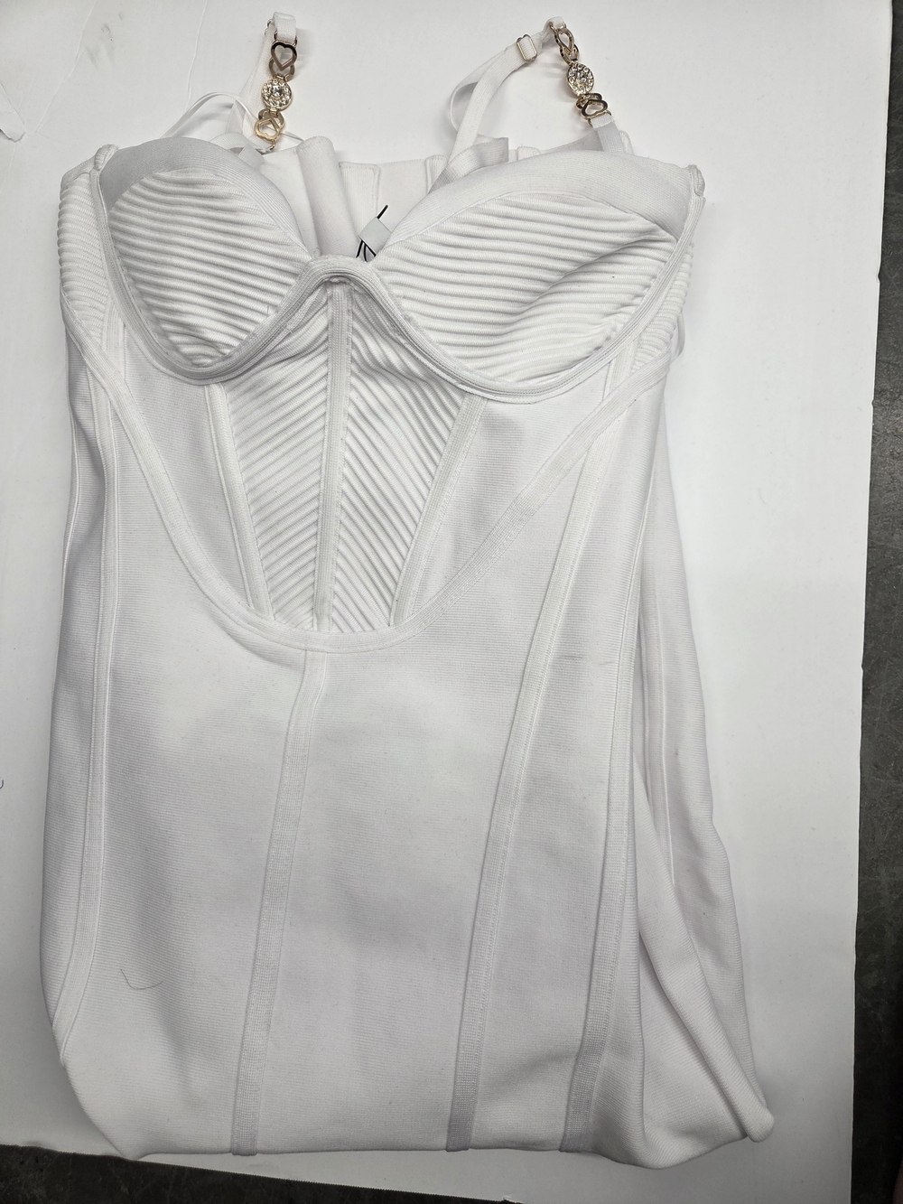 White Midi Corset Bodycon Dress - Picture 4 of 7